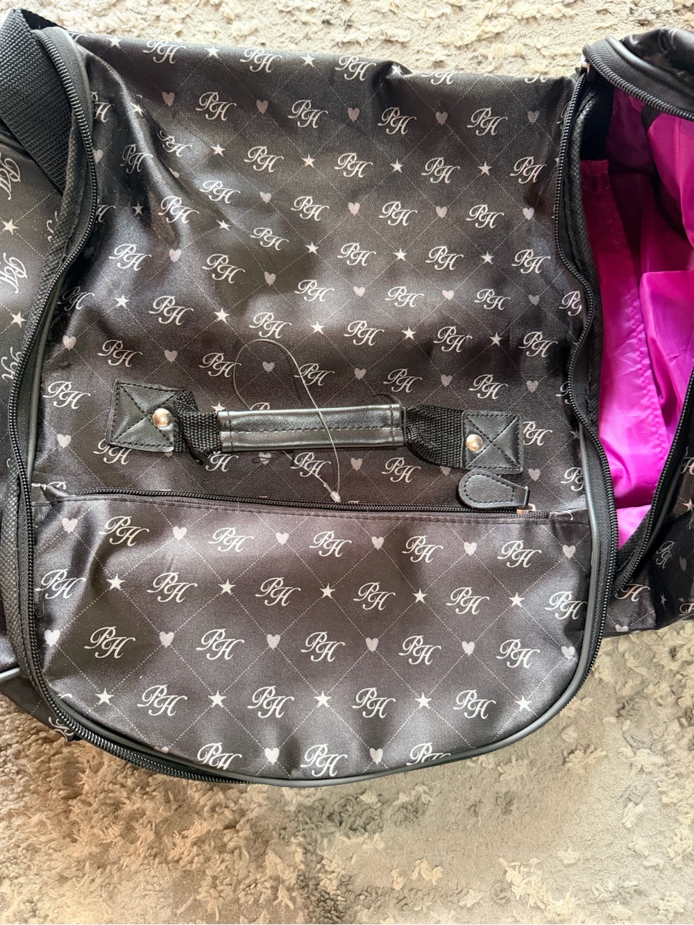 Paris Hilton Black Travel Bag with Pink Interior